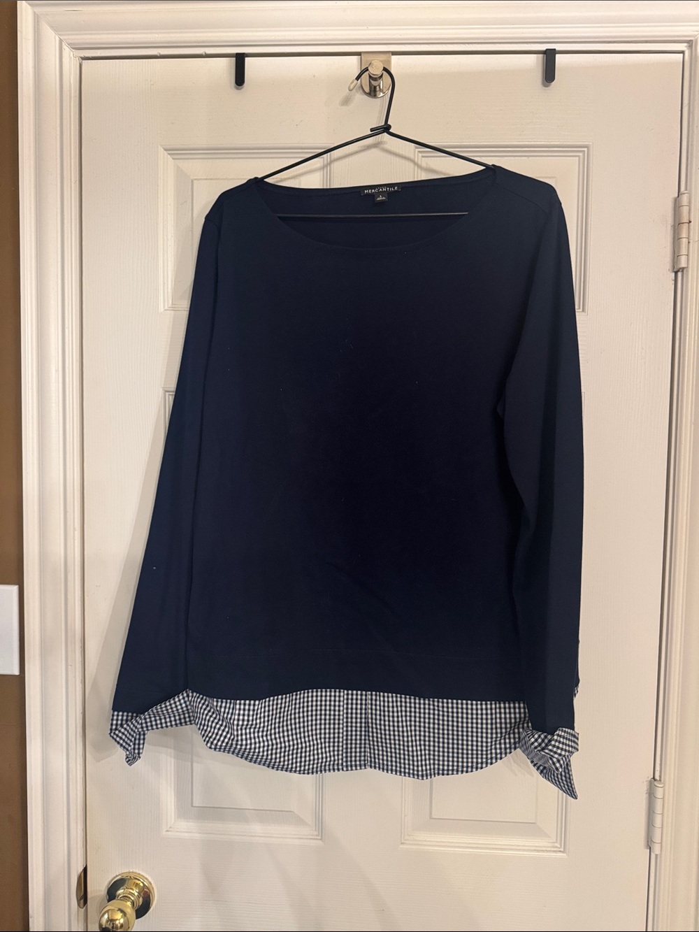Navy Layered-Look Long Sleeve Top